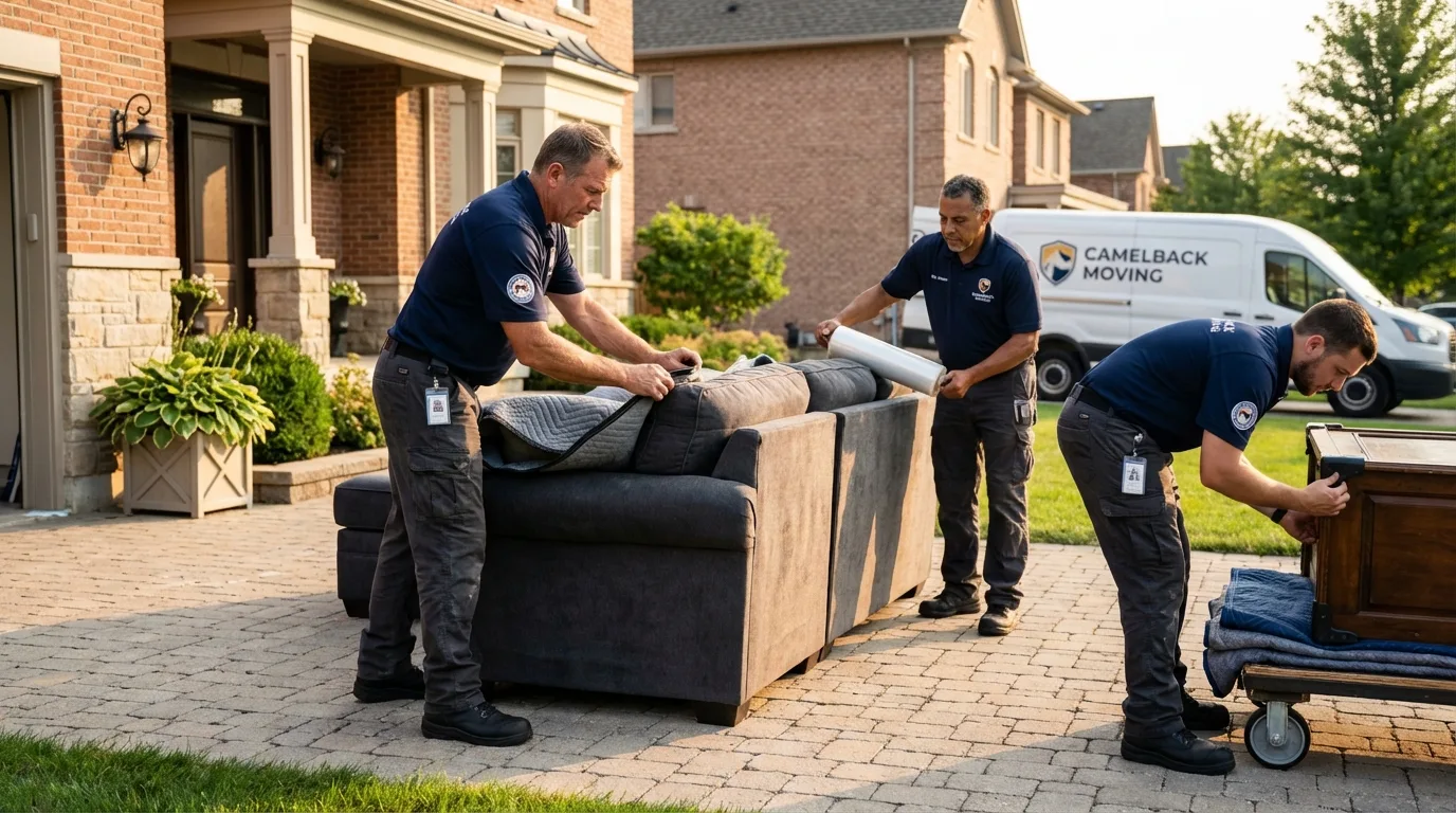 Large estate moving crew wrapping furniture in Richwood, NJ